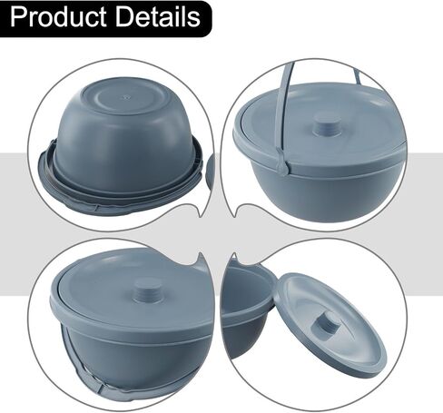 Portable PVC Chamber Pot with Lid and Handle Spittoon for Elderly Adults Pregnant Women, 28x28x13 cm in Kuwait