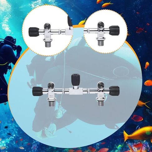 Diving Cylinder Valve Metal Material Scuba Diving Double Tank Threaded 3/4NPS Valve High Pressure 3000PSI Portable Design Suitable for in Kuwait