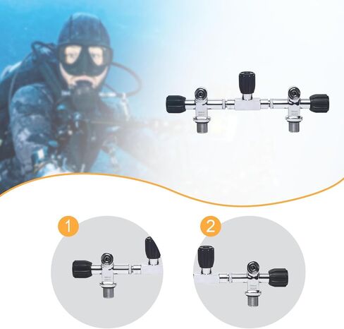 Diving Cylinder Valve Metal Material Scuba Diving Double Tank Threaded 3/4NPS Valve High Pressure 3000PSI Portable Design Suitable for in Kuwait