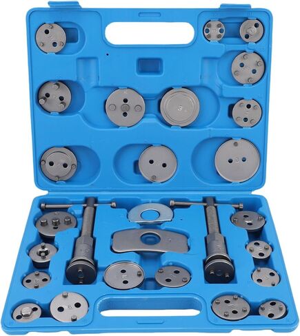 aqxreight Disc Brake Caliper Tool Kit, Heavy Duty Piston Caliper Compressor Rewind Tool Set with 2 Fixed Plates and 23 Disc Adapters, for European and Japanese Cars Maintenance in Kuwait