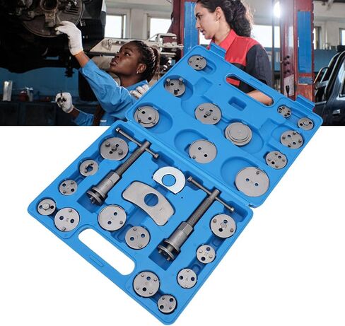 aqxreight Disc Brake Caliper Tool Kit, Heavy Duty Piston Caliper Compressor Rewind Tool Set with 2 Fixed Plates and 23 Disc Adapters, for European and Japanese Cars Maintenance in Kuwait