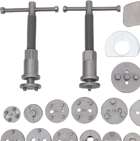 aqxreight Disc Brake Caliper Tool Kit, Heavy Duty Piston Caliper Compressor Rewind Tool Set with 2 Fixed Plates and 23 Disc Adapters, for European and Japanese Cars Maintenance in Kuwait