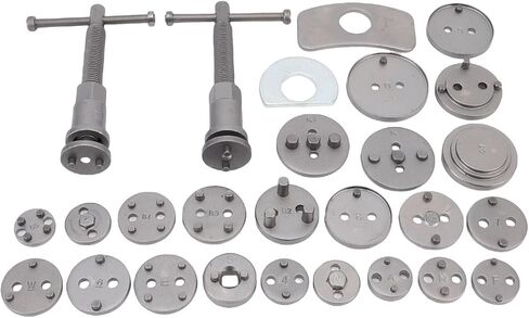 aqxreight Disc Brake Caliper Tool Kit, Heavy Duty Piston Caliper Compressor Rewind Tool Set with 2 Fixed Plates and 23 Disc Adapters, for European and Japanese Cars Maintenance in Kuwait