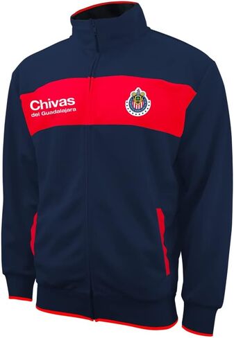Icon Sports Soccer Track Jacket – Official Men’s World Football Club Team Casual Full Zip Up Active Adult Training Top (Chivas Centering/Navy, XX-Large) in Kuwait