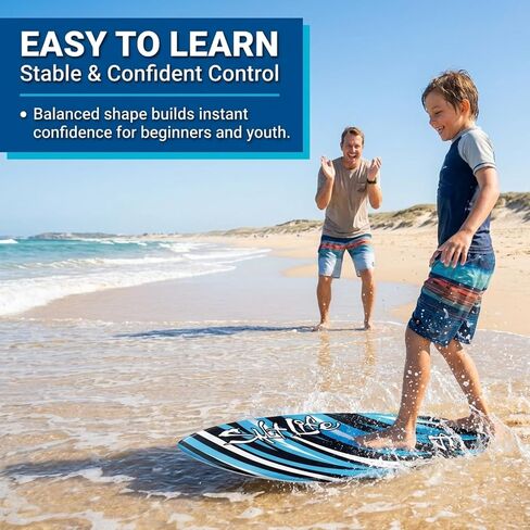 SALT LIFE Fiberglass Compression Skimboard – High-Performance Beach Skim Board for Kids, Teens & Adults – Lightweight Durable Design for Flatland & Shorebreak – 38, 42, 44, 53 in in Kuwait