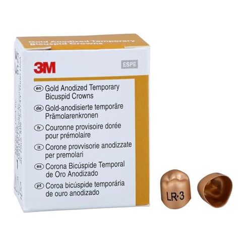 3M Solventum 940543 Unitek Crowns Gold Anodized 1st Bicuspid #3 Lower Right 5/Bx in Kuwait