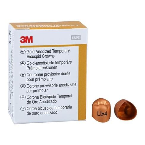 3M Solventum 940534 Unitek Crowns Gold Anodized 1st Bicuspid #4 Lower Left 5/Bx in Kuwait