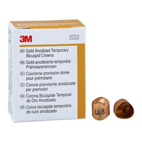 3M Solventum 940533 Unitek Crowns Gold Anodized 1st Bicuspid #3 Lower Left 5/Bx in Kuwait