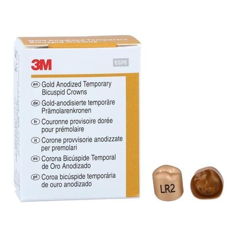 3M Solventum 940642 Unitek Crowns Gold Anodized 2nd Bicuspid #2 Lower Right 5/Bx in Kuwait