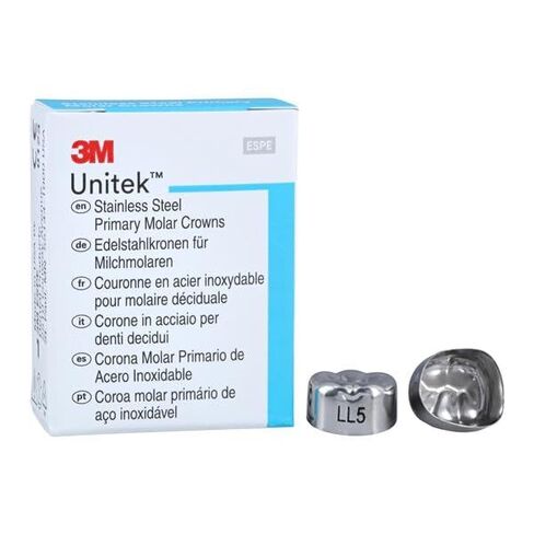3M Solventum 900235 Unitek تيجان من الفولاذ المقاوم للصدأ الرحى الثاني الأساسي رقم 5 السفلي الأيسر 5/Pk in Kuwait