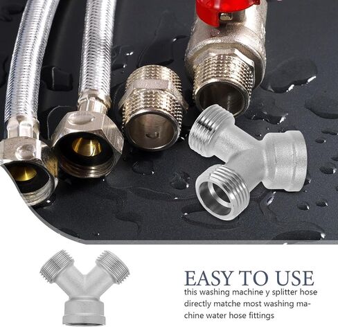 3/4 Inch Y-shaped Copper Water Splitter Connector for Washing Machine Hose Tee with Leakproof Connection and Temperature Resistant Features, for Home Plumbing Maintenance in Kuwait