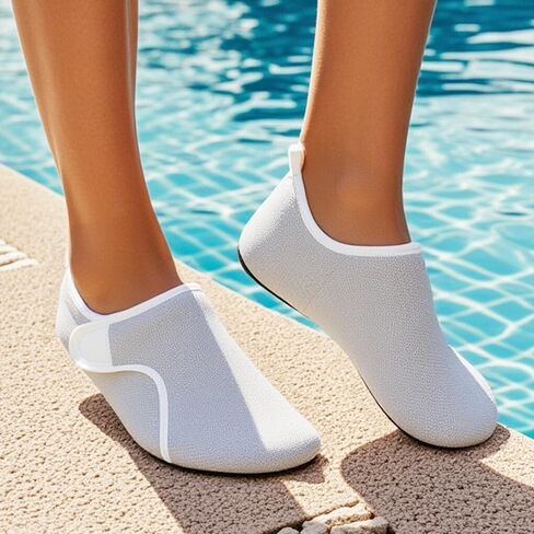 Men Women Water Shoes Anti-Slip Beach Swim Shoes Portable Barefoot Shoes Aqua Shoes for Boating Pool in Kuwait