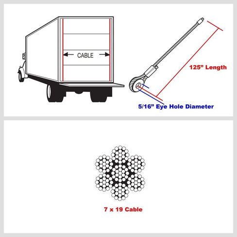 BFC 2PCs TG-912515 125" Length 5/16" Metal Eyelet 7x19 Stainless Steel Ramp Door Lift Cable in Kuwait