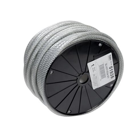Tie Down 1/4" Core, 5/16" OD Clear Vinyl-Coated 7x19 Galvanized Steel Aircraft Cable – 200 ft Spool | Strong & Flexible Wire Rope for Railings & Outdoor Lighting in Kuwait