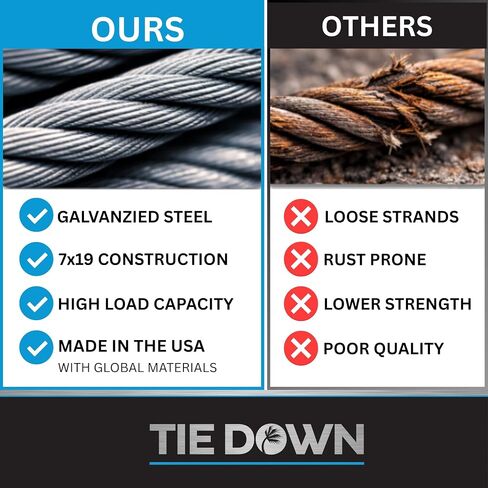 Tie Down 1/4" Core, 5/16" OD Clear Vinyl-Coated 7x19 Galvanized Steel Aircraft Cable – 200 ft Spool | Strong & Flexible Wire Rope for Railings & Outdoor Lighting in Kuwait