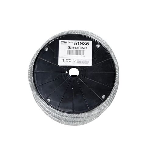 Tie Down 1/4" Core, 5/16" OD Clear Vinyl-Coated 7x19 Galvanized Steel Aircraft Cable – 200 ft Spool | Strong & Flexible Wire Rope for Railings & Outdoor Lighting in Kuwait