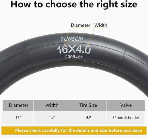 2-PCS 16x4.0(102/305) Heavy Duty E-Bike Tire Tubes 16 x 4.0 Premium Quality Butyl Compatible with 16 x 4 Fat Electric Bike Bicycle Tubes Schrader Valve in Kuwait