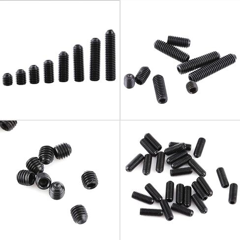 200Pcs M3 Set Screw, Carbon Steel Socket Cup Screw Kit, 8 Common Sizes Headless Hex Socket Screws Set for Fastening and Connecting Objects, Black Flat End in Kuwait