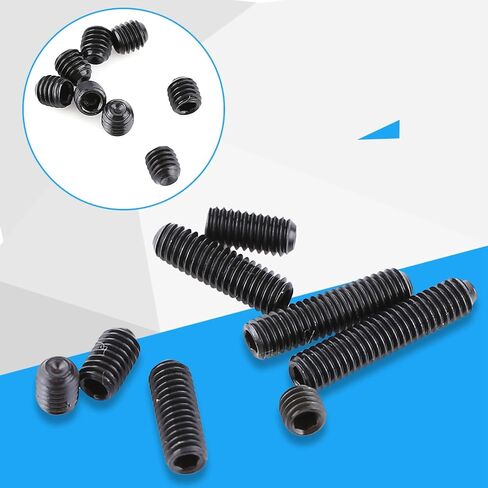 200Pcs M3 Set Screw, Carbon Steel Socket Cup Screw Kit, 8 Common Sizes Headless Hex Socket Screws Set for Fastening and Connecting Objects, Black Flat End in Kuwait