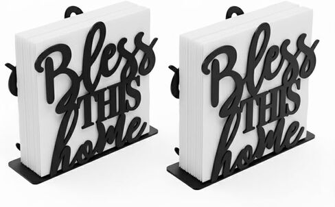 2Pack Napkin Holder for Table, Modern Metal Black Napkin Holders for Kitchen Dining Tables & Countertops, Paper Cocktail Napkins Holder Dispenser for Indoor & Outdoor in Kuwait
