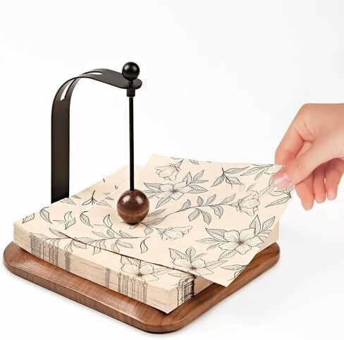 Modern Table Napkin Holder in Solid Black Walnut Wood, Large Decorative Design with Wind-Resistant Feature, Fits Standard 6.5" Napkins for Kitchen, Dining, or Outdoor Use in Kuwait