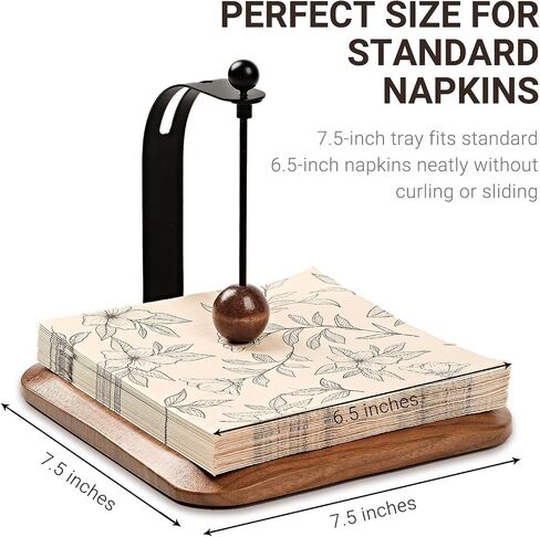 Modern Table Napkin Holder in Solid Black Walnut Wood, Large Decorative Design with Wind-Resistant Feature, Fits Standard 6.5" Napkins for Kitchen, Dining, or Outdoor Use in Kuwait