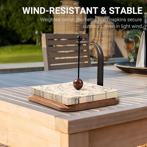 Modern Table Napkin Holder in Solid Black Walnut Wood, Large Decorative Design with Wind-Resistant Feature, Fits Standard 6.5" Napkins for Kitchen, Dining, or Outdoor Use in Kuwait