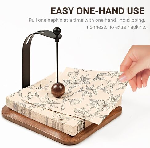 Modern Table Napkin Holder in Solid Black Walnut Wood, Large Decorative Design with Wind-Resistant Feature, Fits Standard 6.5" Napkins for Kitchen, Dining, or Outdoor Use in Kuwait