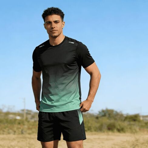 Men's short-sleeved and short-pants gradient sportswear set for summer in Kuwait