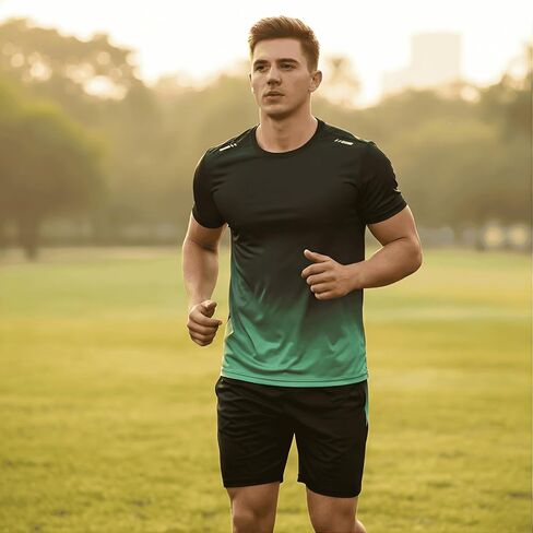 Men's short-sleeved and short-pants gradient sportswear set for summer in Kuwait