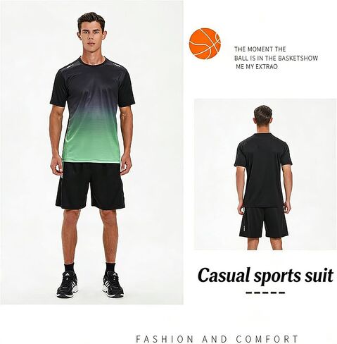 Men's short-sleeved and short-pants gradient sportswear set for summer in Kuwait