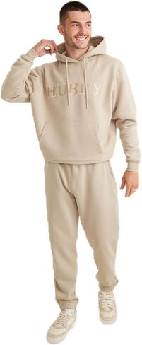 Six Stories Embroidered Hubby Hoodie & Sweatpants Set | Soft, Cozy & Comfy Men's Loungewear | Ideal Pullover & Joggers for Honeymoon, Anniversary, Wedding, Valentine, Birthday Gift | Large in Saudi Arabia