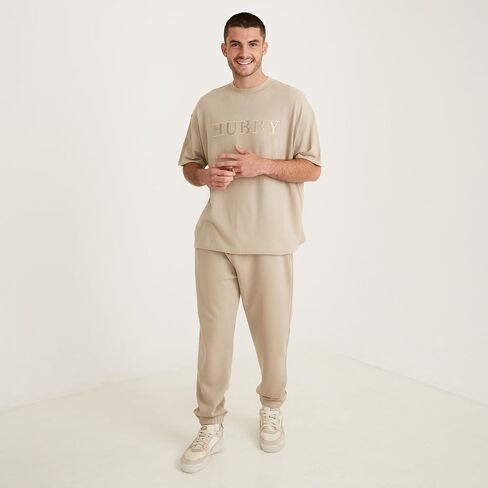 Six Stories Embroidered Hubby Hoodie & Sweatpants Set | Soft, Cozy & Comfy Men's Loungewear | Ideal Pullover & Joggers for Honeymoon, Anniversary, Wedding, Valentine, Birthday Gift | Large in Saudi Arabia