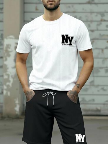 Men's Activewear Two-Piece Set Men's Outdoor Outfit Made with breathable quick-dry fabric Features lettering print in Kuwait