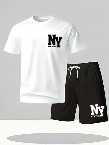 Men's Activewear Two-Piece Set Men's Outdoor Outfit Made with breathable quick-dry fabric Features lettering print in Kuwait