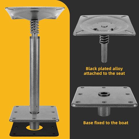 TENGBASE Boat Seat Pedestal Mount Kit, 3/4 Inch Pin Post with 7 x 7 Inch Marine-Grade Base Plate, Secure Locking Swivel System for Pontoon, Fishing, and Bass Boats in Kuwait