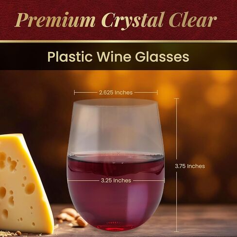 Reli. Disposable Wine Glasses (48 Pack, 12oz) Plastic Stemless Wine Glasses Disposable | Clear and Stemless for Parties, Cocktails, Whiskey, Weddings | Shatterproof in Saudi Arabia