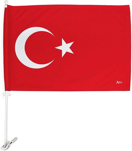 Team Turkey Car Flag Bandera para Carros De Turkish Decor for Window Clip Mount Auto Accessories Sport Fan Gifts League Olympics Party Supplies Patriotic Decorations Made in USA in Kuwait
