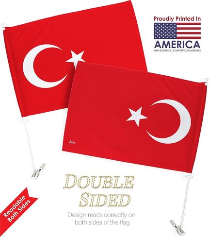 Team Turkey Car Flag Bandera para Carros De Turkish Decor for Window Clip Mount Auto Accessories Sport Fan Gifts League Olympics Party Supplies Patriotic Decorations Made in USA in Kuwait