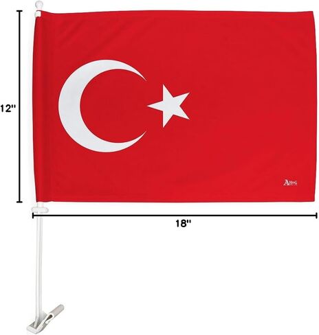Team Turkey Car Flag Bandera para Carros De Turkish Decor for Window Clip Mount Auto Accessories Sport Fan Gifts League Olympics Party Supplies Patriotic Decorations Made in USA in Kuwait