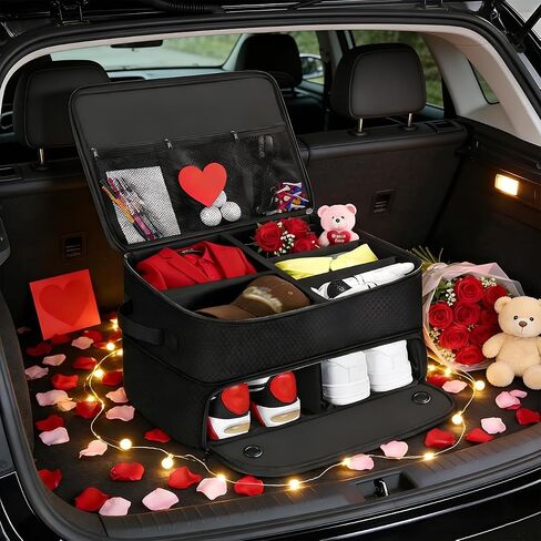 Golf Trunk Organizer for Mercury Montego 2005 2006 2007, 2 Layer Storage with Shoe Compartment, Car Locker for Balls, Tees and Accessories in Saudi Arabia