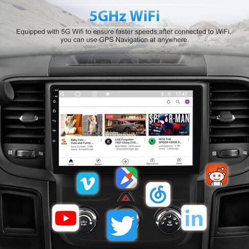 AWESAFE Android Car Radio for Dodge RAM 1500 2500 3500 2013 2014 2015 2016 2017 2018, 9" Ram 1500 Radio Replacement with 5G WiFi CarPlay Android Auto - 2+32GB (Only fit Manual AC) in Saudi Arabia