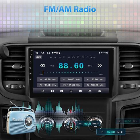 AWESAFE Android Car Radio for Dodge RAM 1500 2500 3500 2013 2014 2015 2016 2017 2018, 9" Ram 1500 Radio Replacement with 5G WiFi CarPlay Android Auto - 2+32GB (Only fit Manual AC) in Saudi Arabia