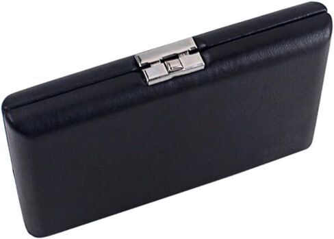 HOMSFOU Oboe Reed Storage Box with Wooden Frame and Black Leather Cover for 12pcs Oboe Reeds with Slot Design and Breathable Holes for Musicians in Kuwait