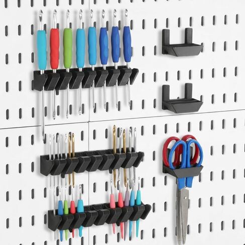 Novabright 6 قطع 2 نمط مفكات Pegboard أصحاب البلاستيك Pegboard ذو طيات أصحاب Pegboard مفك البراغي الأدوات المنزلية منظم رفوف للمطبخ، منضدة العمل، الكراجات، المحلات التجارية، كماشة معلقة (أسود) in Kuwait