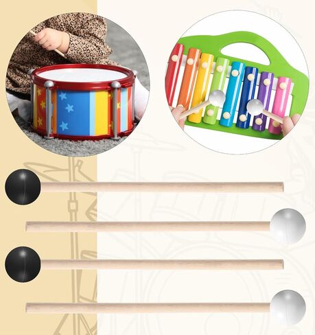 4 Pcs Glockenspiel Mallets, Tongue Drum Mallets with Birch Handle & Silicone Head for Tongue Drum, Xylophone & Percussion Instruments in Kuwait
