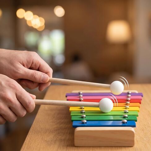 4 Pcs Xylophone Mallets, 5.9 Inch Rubber Tongue Drum Mallets, Birch Wood Handle Glockenspiel Mallet for Tongue Drum, Musical Instruments in Kuwait