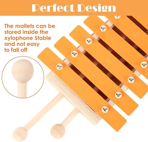 CertBuy CertBuy 13 Notes Glockenspiel إكسيليفون خشبي كلاسيكي مع مطرقتين، تصميم سفلي غير قابل للانزلاق وصندوق صدى، هدية آلة موسيقية إيقاعية محمولة للمبتدئين in Saudi Arabia