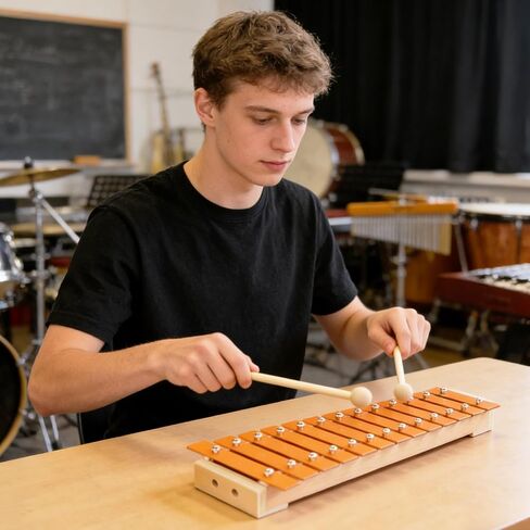 CertBuy CertBuy 13 Notes Glockenspiel إكسيليفون خشبي كلاسيكي مع مطرقتين، تصميم سفلي غير قابل للانزلاق وصندوق صدى، هدية آلة موسيقية إيقاعية محمولة للمبتدئين in Saudi Arabia