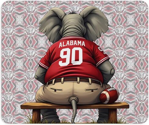 Crimson Football Fan Mouse Pad - Alabama Elephant Mascot Desk Accessory, Non-Slip Rubber Base Game Pad, Red and White Team Spirit Office Decor (Vintage) in Kuwait